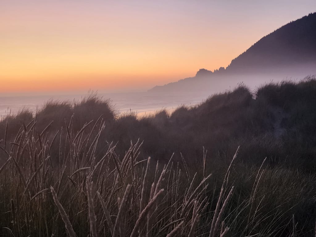 Beach at sunset in Manzanita, Oregon
