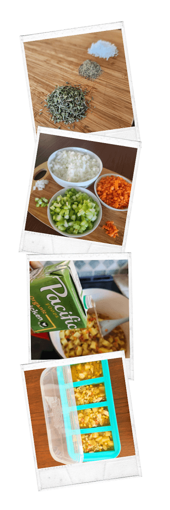 Collage of pictures about making soup