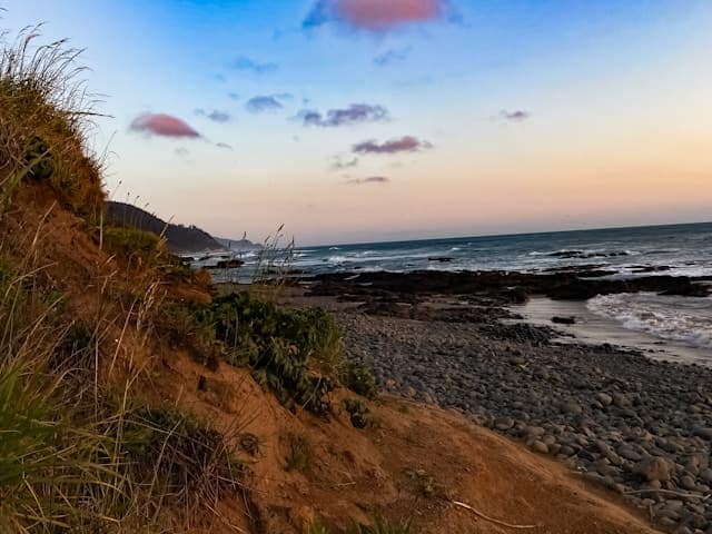 Sunset on the beach in Yachats, Oregon