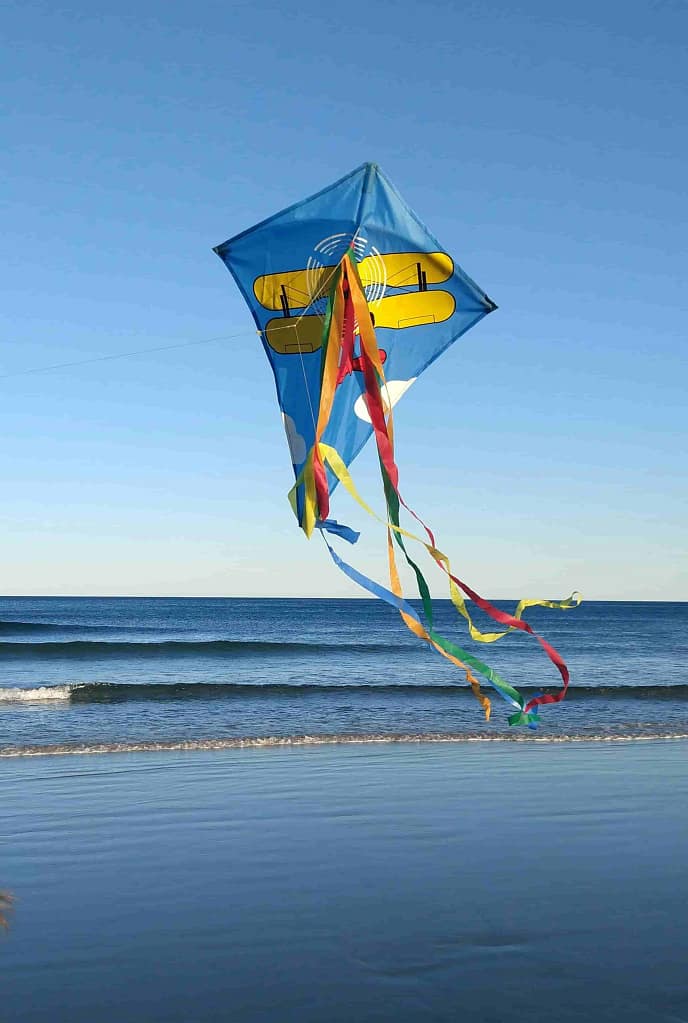 Flying kites at the beach